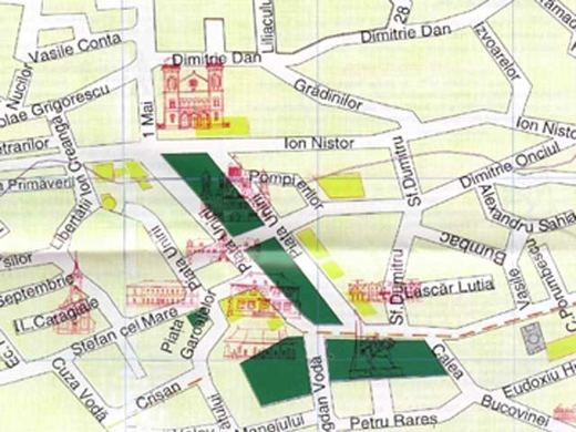 Street map of the centre of Rădăuţi