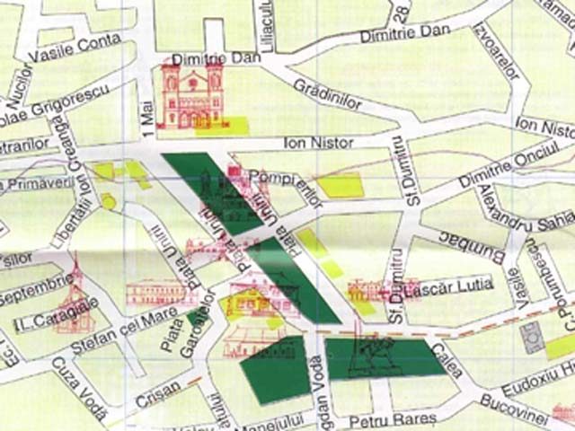 Street map of the centre of Rădăuţi